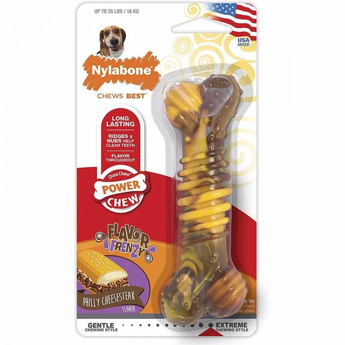 Nylabone Toy Power Chew Texture Bone Steak & Cheese M