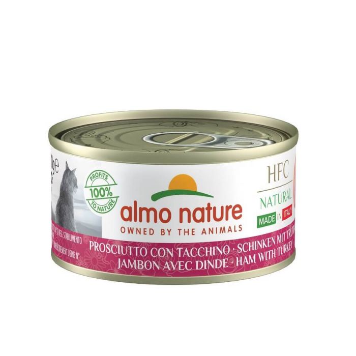 Almo Nature Cat Натуральный ГФУ Без зерна Сделано в Италии Ветчина Турция 24 x 70 г