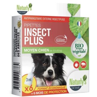 Naturals органическое насекомое плюс пипетки для собак среднего размера x6