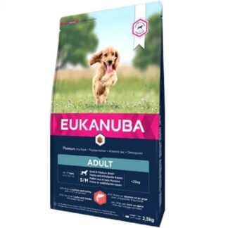 Eukanuba для взрослых собак мелких и средних пород с лососем и ячменем 12 кг