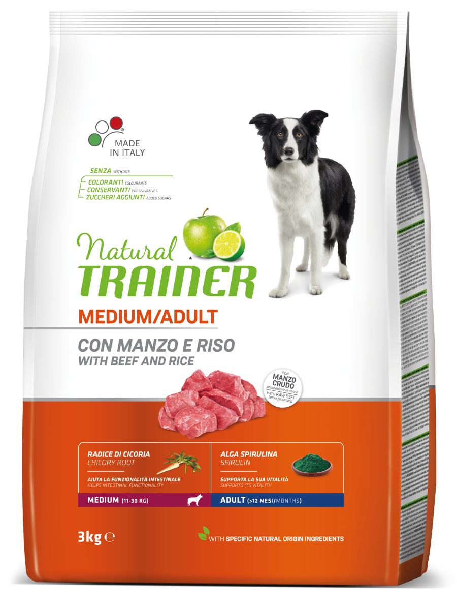 Trainer Natural Dog Adult Medium Beef&Rice 3,0kg
