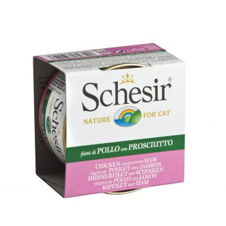 SCHESIR Cat Jelly 85 gr. Can Chicken Fillets with Ham