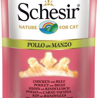 SCHESIR Cat Broth 70 gr. Pouch Chicken with Beef