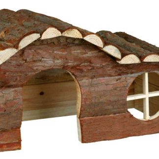 Hanna house, guinea pigs, bark wood, 31 × 19 × 19 cm
