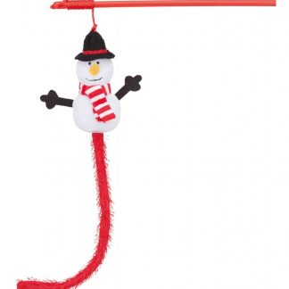Игрушка для кошки -  снеговик на удочке, 31cm