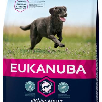 EUKANUBA dry dog food (kibble) for active adult large breed dogs that's Rich in fresh chicken 3 kg