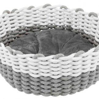 Nabou basket, round, rope, ø 45 cm, grey/white