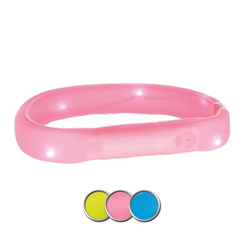 Flash light band USB, silicone, L–XL: 70 cm/18 mm, green