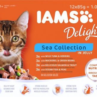 IAMS Delights adult wet cat food (pouches) in a variety of fish flavours - sea collection in jelly 1,02 kg