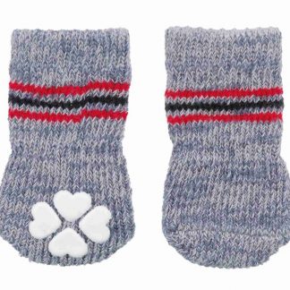Dog socks, non-slip, XXS–XS, 2 pcs., grey