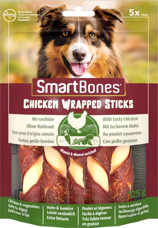 SmartBones Chk. Wrap. Sricks Med 125g 14cm 5 tk
