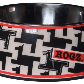 Rogz 2-in-1 Small 160ml Bubble Dog Bowl, Houndstooth Design