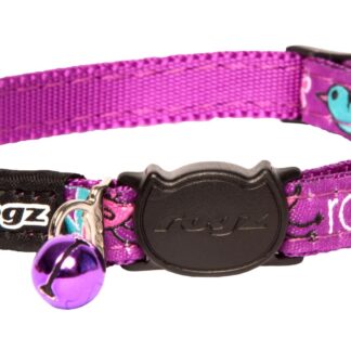Rogz Catz FancyCat 11mm Safeloc Breakaway Cat Collar, Purple Lovebirds Design