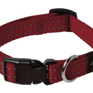 Rogz Utility Medium 16mm Snake Dog Collar, Red Reflective