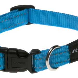 Rogz Utility Medium 16mm Snake Dog Collar, Turquoise Reflective