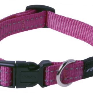 Rogz Utility Medium 16mm Snake Dog Collar, Pink Reflective