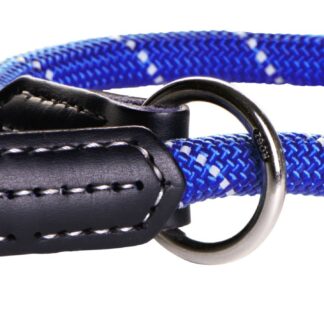 Rogz Rope Medium 9mm Adjustable Neck Size 30-35cm Dog Collar, Blue Reflective