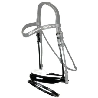 Muserolle Combinée Dy'on Large Pull Back Vernie Doublure Blanche NEC Dressage