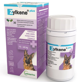 Zylkene Plus 450 mg – Natural Stress Relief for Large Dogs (15-60 kg) – 30 Capsules