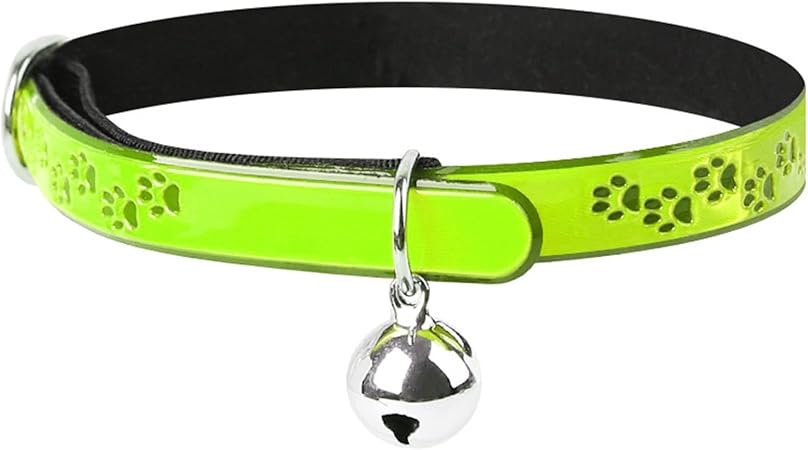 HCHGJKN Basic Dog Collars Glowing Ascesorios para Gatos Cat Bell Cat Collar with Bell Chihuahua Pets Luminous Collar Fluorescence Paw Necklace Adjustable (A)