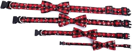 minkissy dog bows Cute Bow Ties Collar cat bownot collar Dog Collar with Bow Red Black Plaid Dog Bowtie Halloween Cat Collar Xmas Pet Collar Cat Collars for Boy Cats Adjustable Kitten
