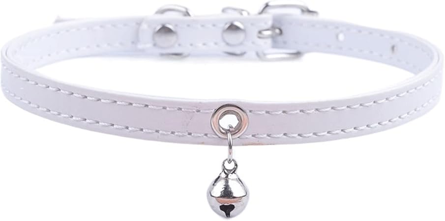 HCHGJKN Basic Dog Collars Dog Collar Cat Small Puppy Collar Small Adjustable Pet Collar with Bell for Small Cat Size Black Purple White Pink