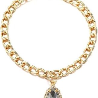 Ruluti Rhinestones Cat Collars 1pc Gold Chain with Drop-Shaped Rhinestones Adjustable Crystal Cat Collar for Small Cats and Dogs