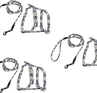 iplusmile 3 Sets Pet Cat Harness Dog Collar Adjustable Puppy Collars for Litter Small Dog Lead Harness Lead Kitten Collar Lead Cat Collar Lead