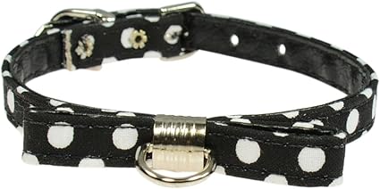 Evans Collars Collar with Bow, 10", Polka Dot, Black