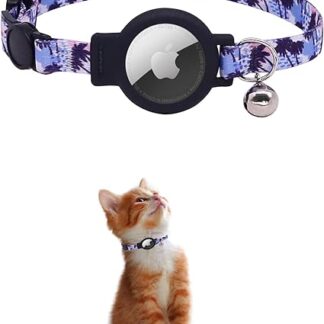 KOLACEN Reflective AirTag Cat Collar, Air Tag Cat Collar Adjustable AirTag Holder Bell Breakaway Buckle Compatible with Apple AirTag, Anti-Lost Cat Tracker Collar for Cats Kittens Puppy Dog (Purple)