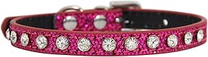 FNSK Shiny Diamond Rhinestone Harness Cat Collar Puppy Baby Dog Cat Collar Leather Strap Kitten Accessories Puppy Collar (Color : Rose Red, Size : XS)