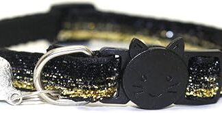 Moonbaby With Bell Breakaway Adjustable Sequins Pet Collar Neck Strap Cat Pet Supplies Black