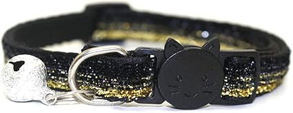 Moonbaby With Bell Breakaway Adjustable Sequins Pet Collar Neck Strap Cat Pet Supplies Black
