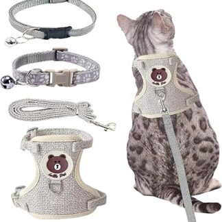 MOSTFUN Cat Harness with Lead, Escape Proof, Adjustable Cat Harness, Escape Proof, Soft and Breathable Mesh, Cat Lead Harness for Cats and Small Dogs, Outdoor Training (S)