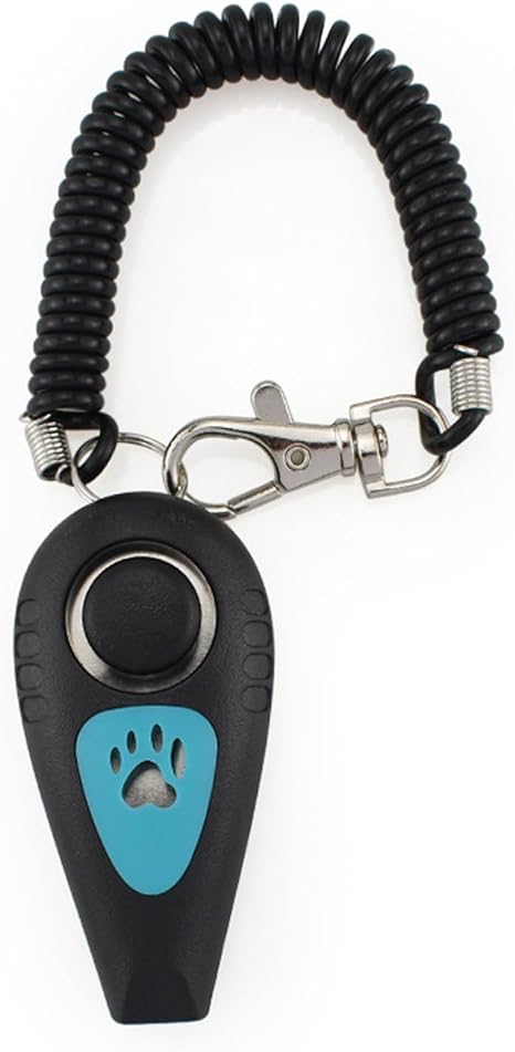 Gvblkq Hundetraining Clicker, 2 in 1 Haustier Clicker und Pfeife, ABS, Edelstahl Verhaltenshilfe mit Handschlaufe, Lautloses Rückrufgerät, Hundepfeife für Kleintiere, Katzen, Vögel, 6,5 x 3 x