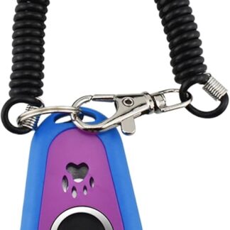 Dog Training Clicker Puppy Training Two Tone Tool Behavior Support Tool with Wrist Strap Portable Oval Design for Small Medium Large Animals