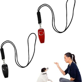 Hoonimo Pack of 2 Dog Whistle Recall, Dog Whistle High Frequency Silent, 2-in-1 Dog Whistles with Loud and Wide Range, Dog Recall Whistle, for Dog Training (Black and Red)