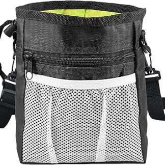 Dog Treat Training Bag, Puppy Treat Snack Bag, Pet Treat Bag, Dog Bag with Waist Strap, Shoulder Strap, Integrated Poop Bag Dispenser, Dog Training and Behavioural Aids