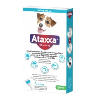 KRKA ATAXXA 500 MG/100 MG SPOT-ON 1 ML капли от блох и клещей для собак весом 4-10 кг (1 пипетка)