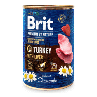 BRIT PREMIUM BY NATURE CAN TURKEY & LIVER 400 г беззерновой влажный корм с индейкой и печенью для молодых собак