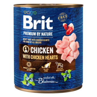 BRIT PREMIUM BY NATURE КУРИЦА И СЕРДЦА 800 Г БАНКА Влажный корм для собак без зерна с курицей