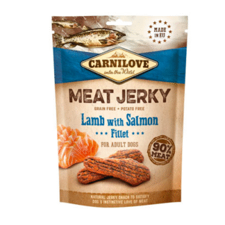 Carnilove JERKY LAMB С ФИЛЕ ЛОСОСЯ 100 г сушеные лакомства с филе ягненка и лосося для собак