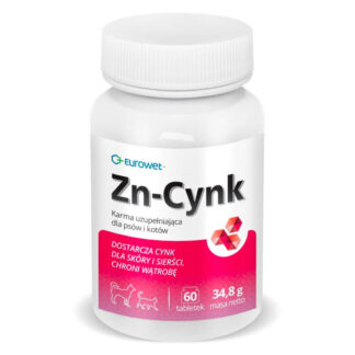 Eurowet ZN-CYNK 60 TABL Дополнительный корм для собак и кошек, обеспечивающий цинк для кожи и шерсти.