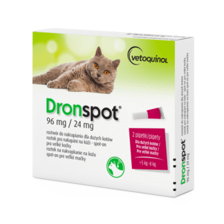 Vetoquinol DRONSPOT 2 X 1,12 мл (96 мг/24 мг) капли от глистов для крупных кошек
