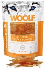 Woolf Snack per Cani, Straccetti di Pollo e Frutti di Mare, 100g