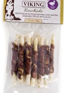 SNACK PER CANE CANI DOG BASTONCINO IN PELLE BOVINA CON ANATRA. 3 BUSTINE DA 80g CADAUNO
