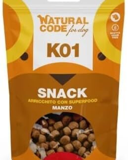 Natural Code Per Cane Cani Dog Snack Superfood Manzo. 3 BUSTE DA 120g CADAUNO
