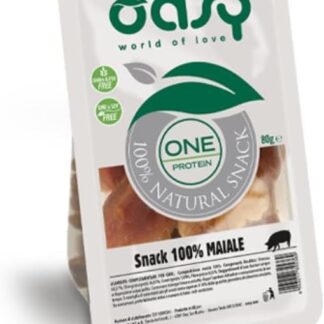 Oasy snack per cani cuccioli e adulti 100% MAIALE grainfree monoprotein | 3 confezioni da 80 grammi l'una.