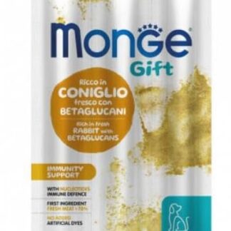 Monge Snack Cane Gift Stick, snack per cani di tutte le etá,gusto Coniglio Fresco,senza cereali,favorisce il supporto delle funzioni immunitarie | 3 bustine da 135 grammi l’una.