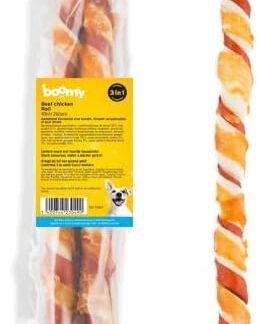 Boomy - Snack per cani - Bastoncino da masticare - Bastoncini di rawhide con pollo - 40 cm - 2 pezzi
